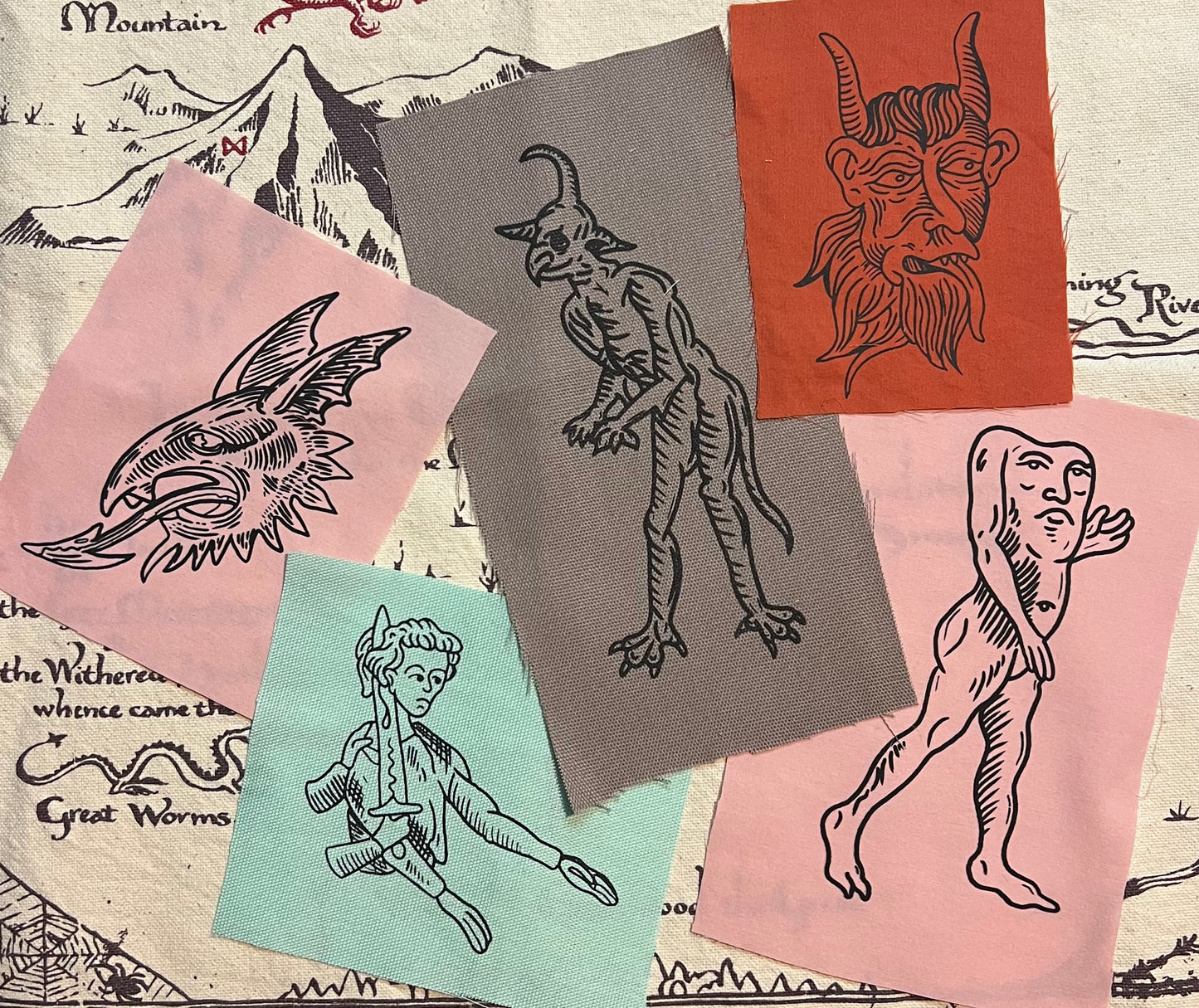 “HEAD CHOP” Woodcut Screen Printed Patch