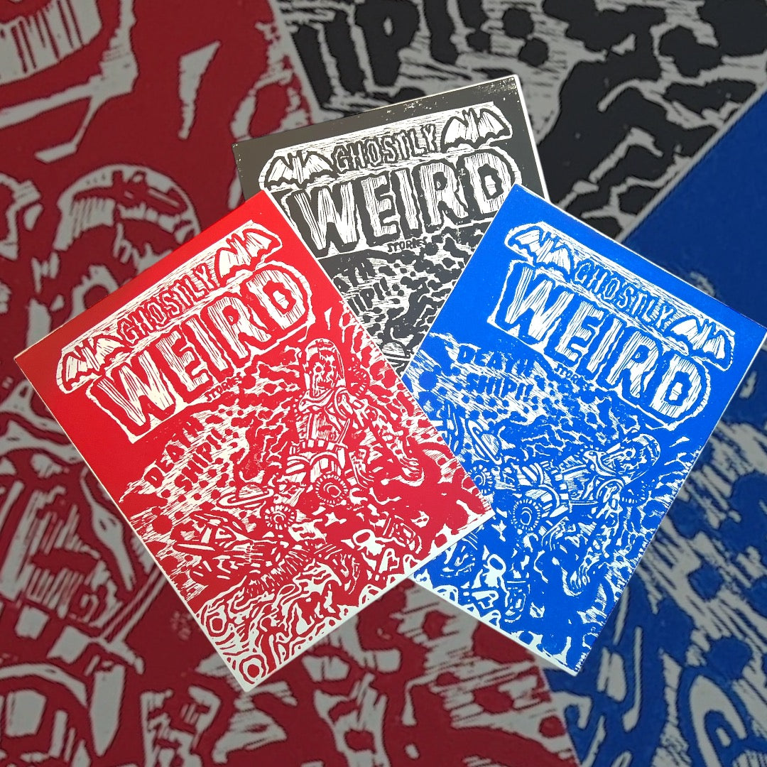 GHOSTLY WEIRD STORIES #122: DEATH SHIP! (1954 cover adaptation for Linocut)