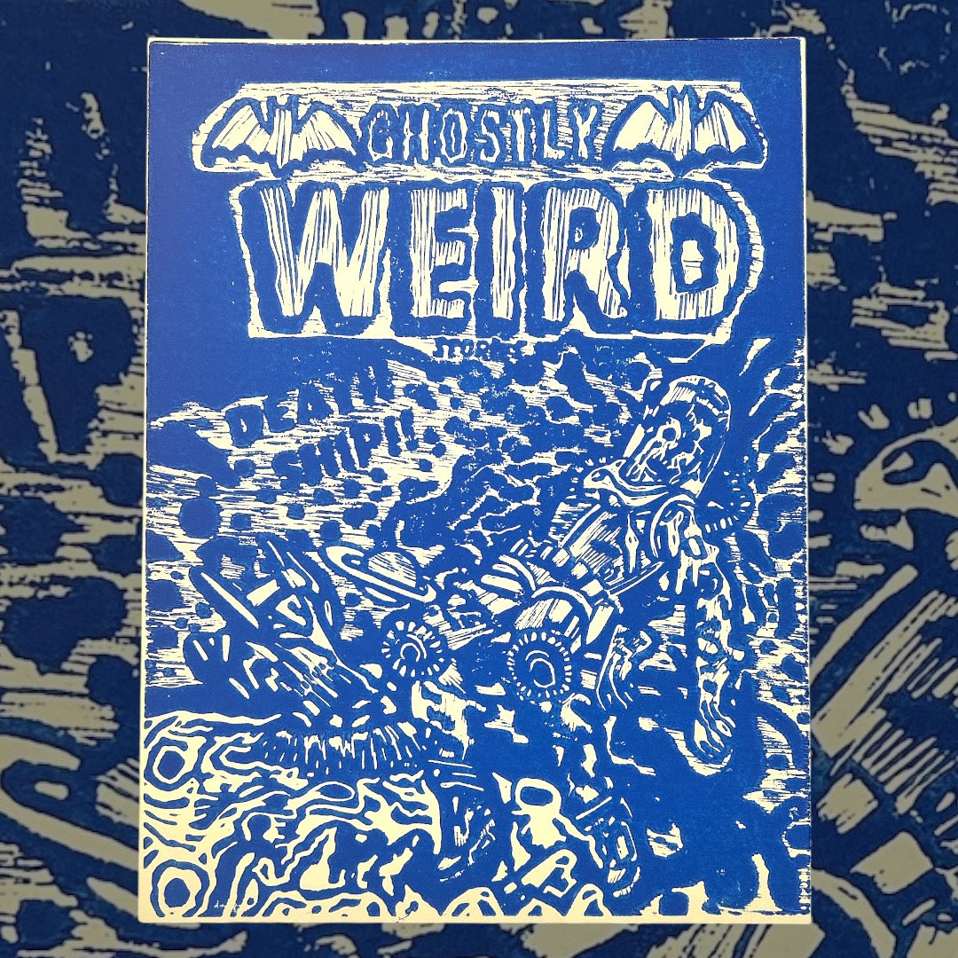 GHOSTLY WEIRD STORIES #122: DEATH SHIP! (1954 cover adaptation for Linocut)