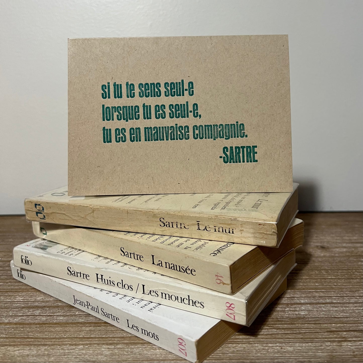 Jean-Paul Sartre Quotation Letterpress Card