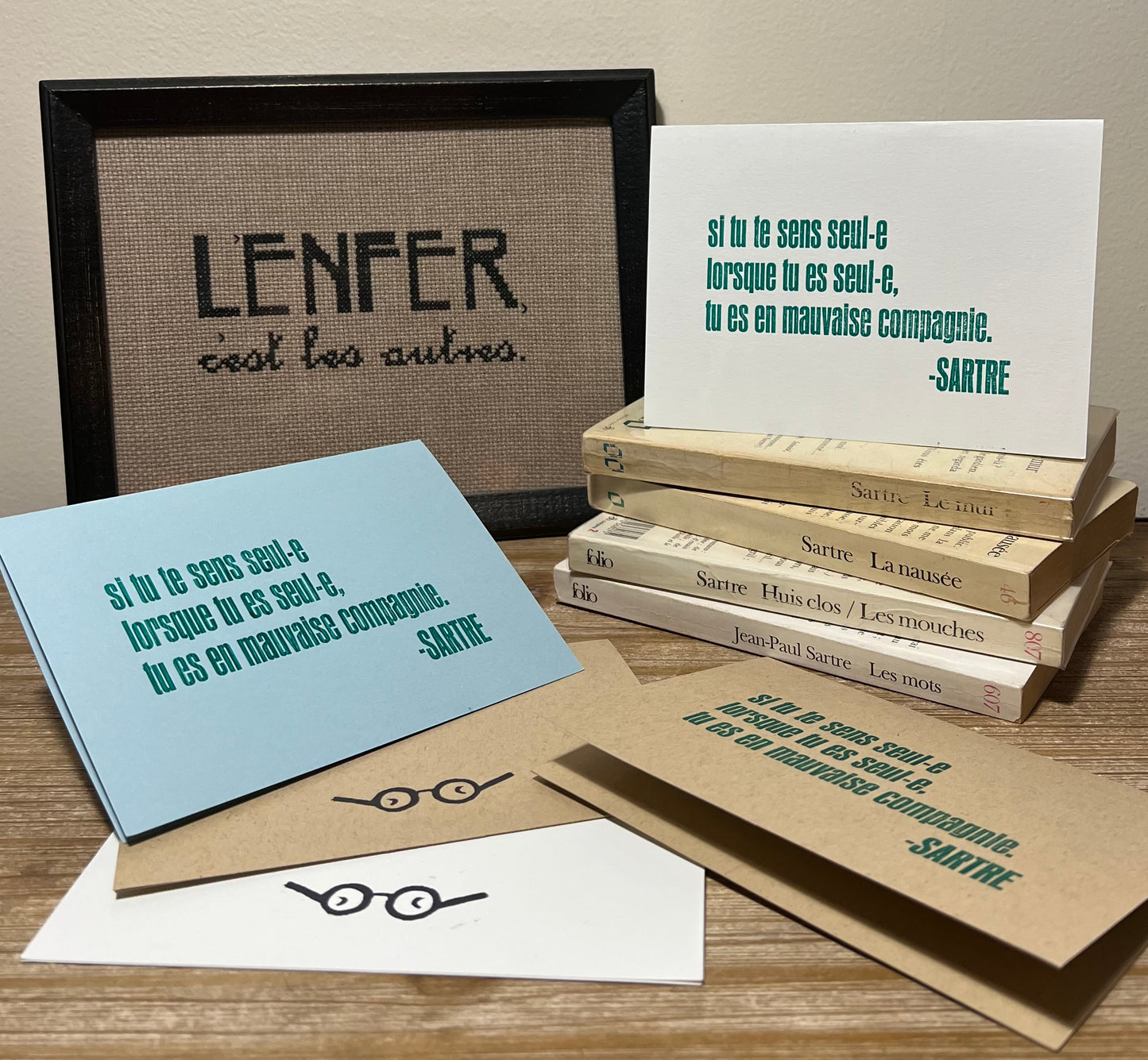 Jean-Paul Sartre Quotation Letterpress Card