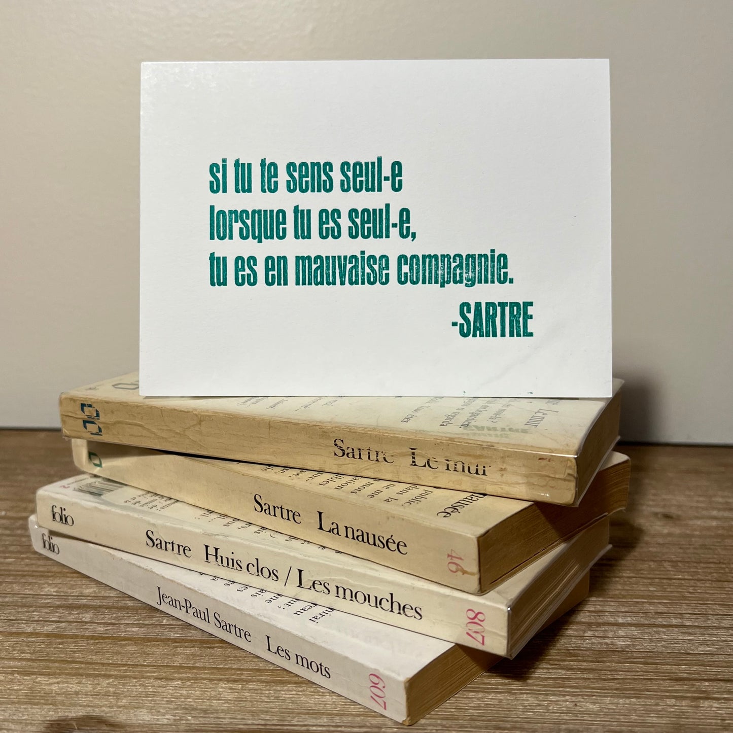Jean-Paul Sartre Quotation Letterpress Card