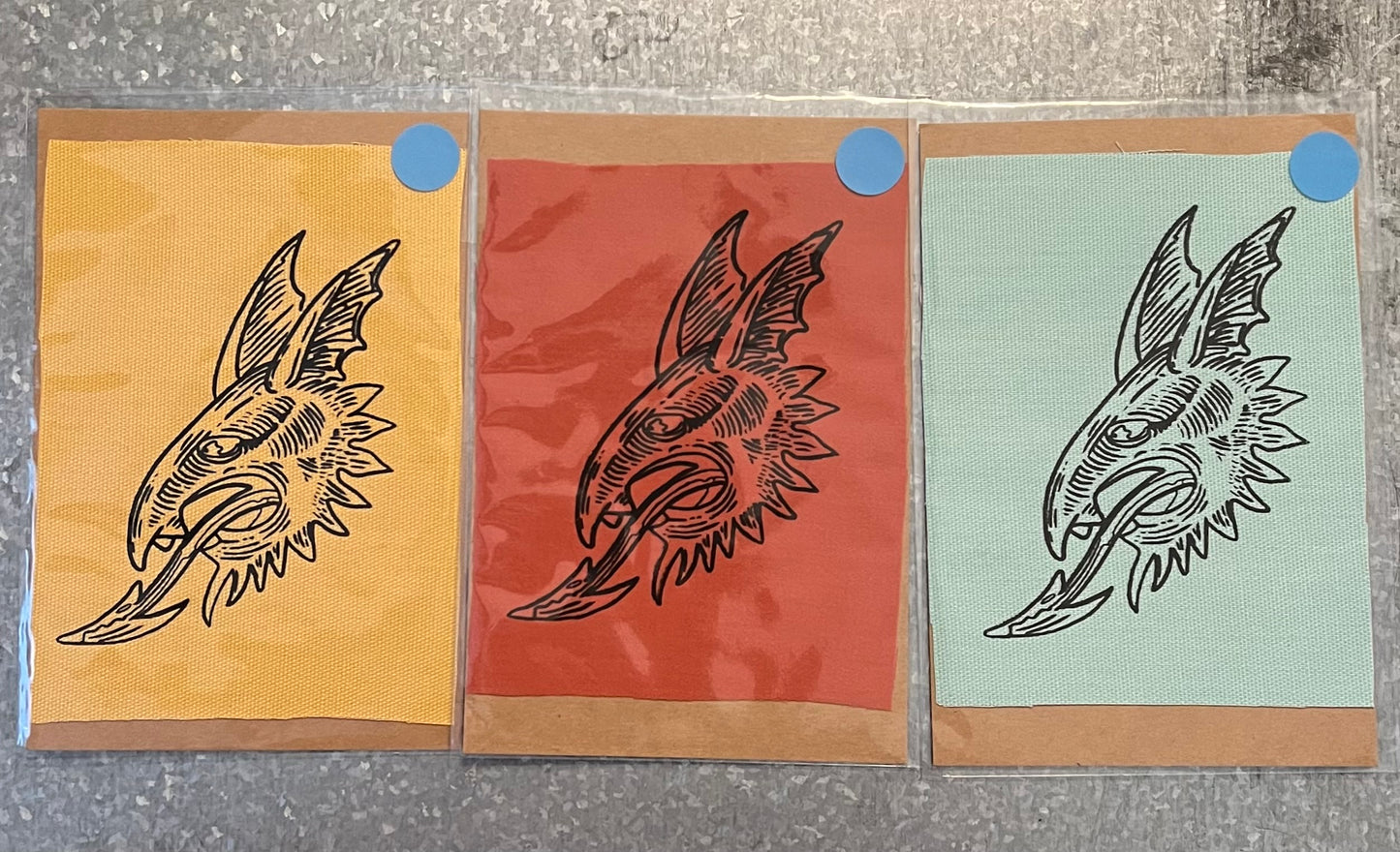 “DEMON HEAD” Woodcut Screen Printed Patch