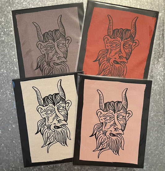 “SATYR” Woodcut Screen Printed Patch