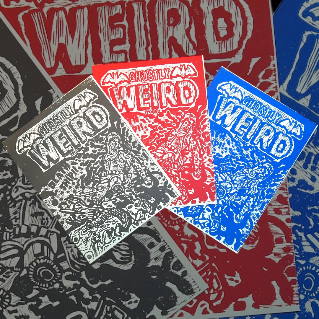 GHOSTLY WEIRD STORIES #122: DEATH SHIP! (1954 cover adaptation for Linocut)